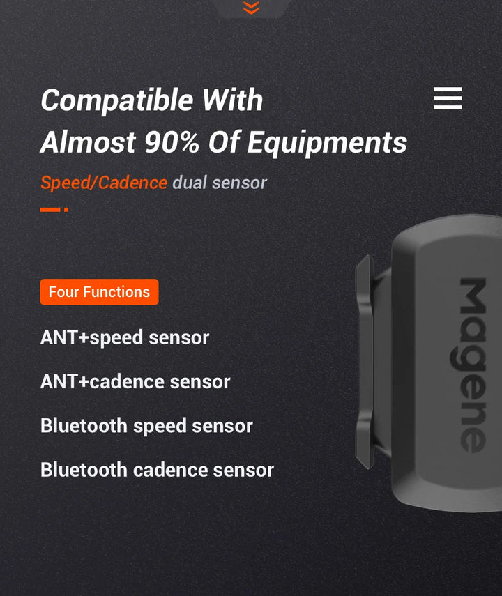 Magene S3+ Speed &amp; Cadence Dual Sensor - ANT+ Bluetooth Wireless Speedmeter - 9g Magnetless Geomagnetic Sensor for Garmin &amp; Wahoo