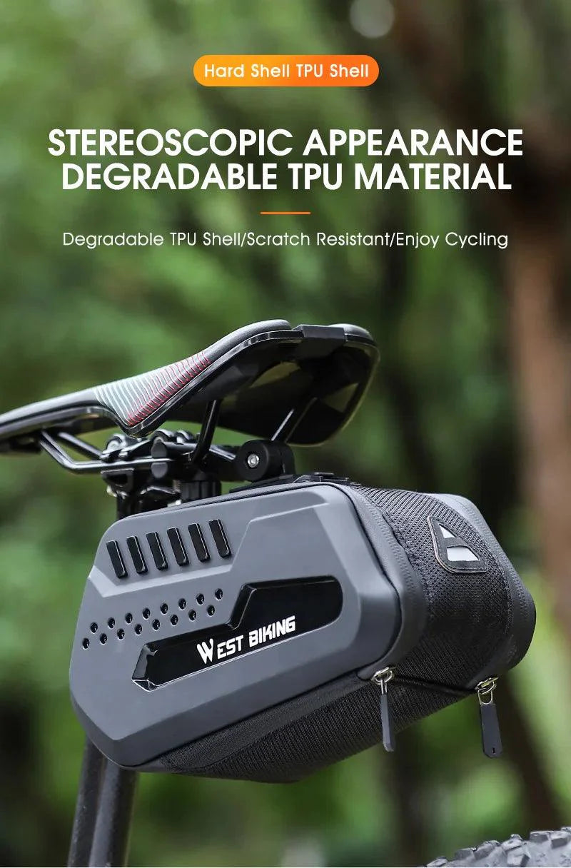 WEST BIKING 100% Waterproof Bicycle Saddle Bag - Seamless Weld Under Seat Storage - Reflective Rainproof MTB &amp; Road Bike Tool Pouch