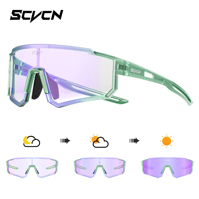 SCVCN S1411 Professional Cycling Sunglasses - UV400 Protection Wide View Eyewear - Lightweight TR-90 Sports Glasses for MTB &amp; Road Biking