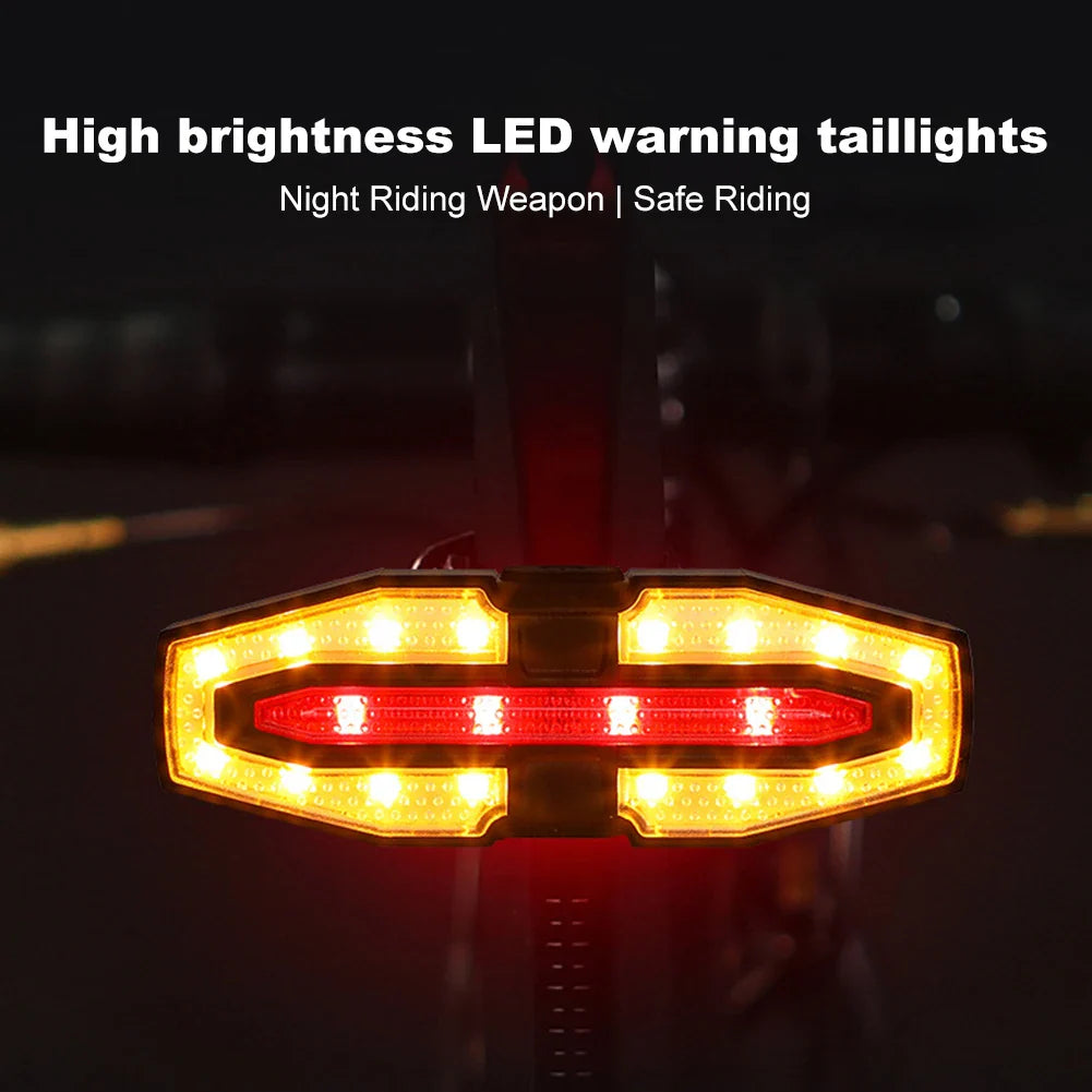 Wireless Remote Control Bicycle Tail Light - Smart Turn Signals &amp; 120dB Audible Horn - USB Rechargeable LED Bike Back Light for Night Riding Safety