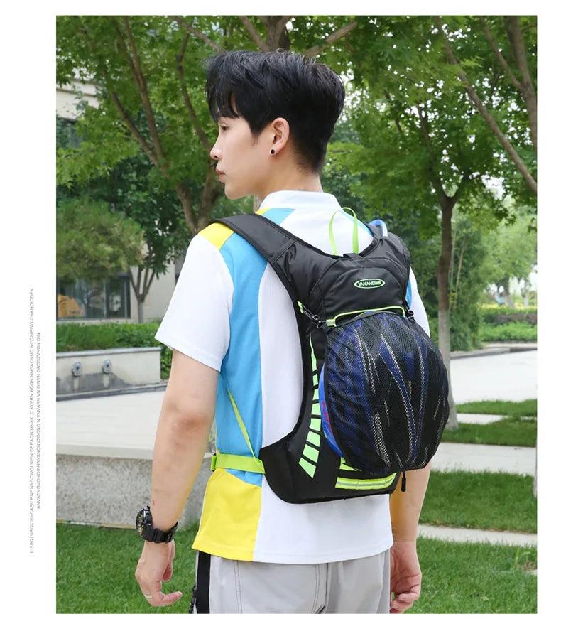 YIYUEQIANLI 12L Outdoor Cycling Backpack - Lightweight Waterproof Nylon Daypack - Reflective Sport Bag for Running, Hiking &amp; Camping