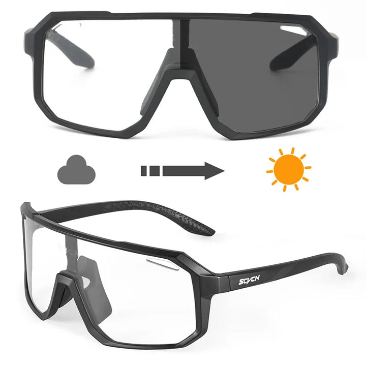 SCVCN Photochromic Cycling Sunglasses - Intelligent Lens Color Change - UV400 Protection TR-90 Frame for Road &amp; MTB Racing