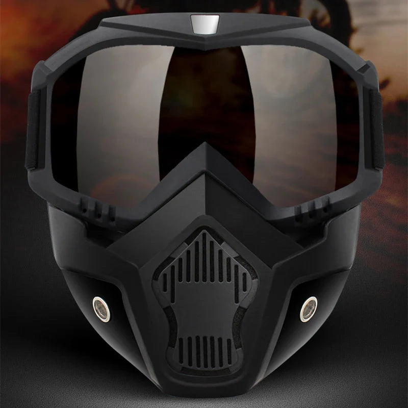 2-in-1 Outdoor Sport Windproof Mask &amp; Goggles - HD Motorcycle Riding Glasses for Snowboarding &amp; Cycling