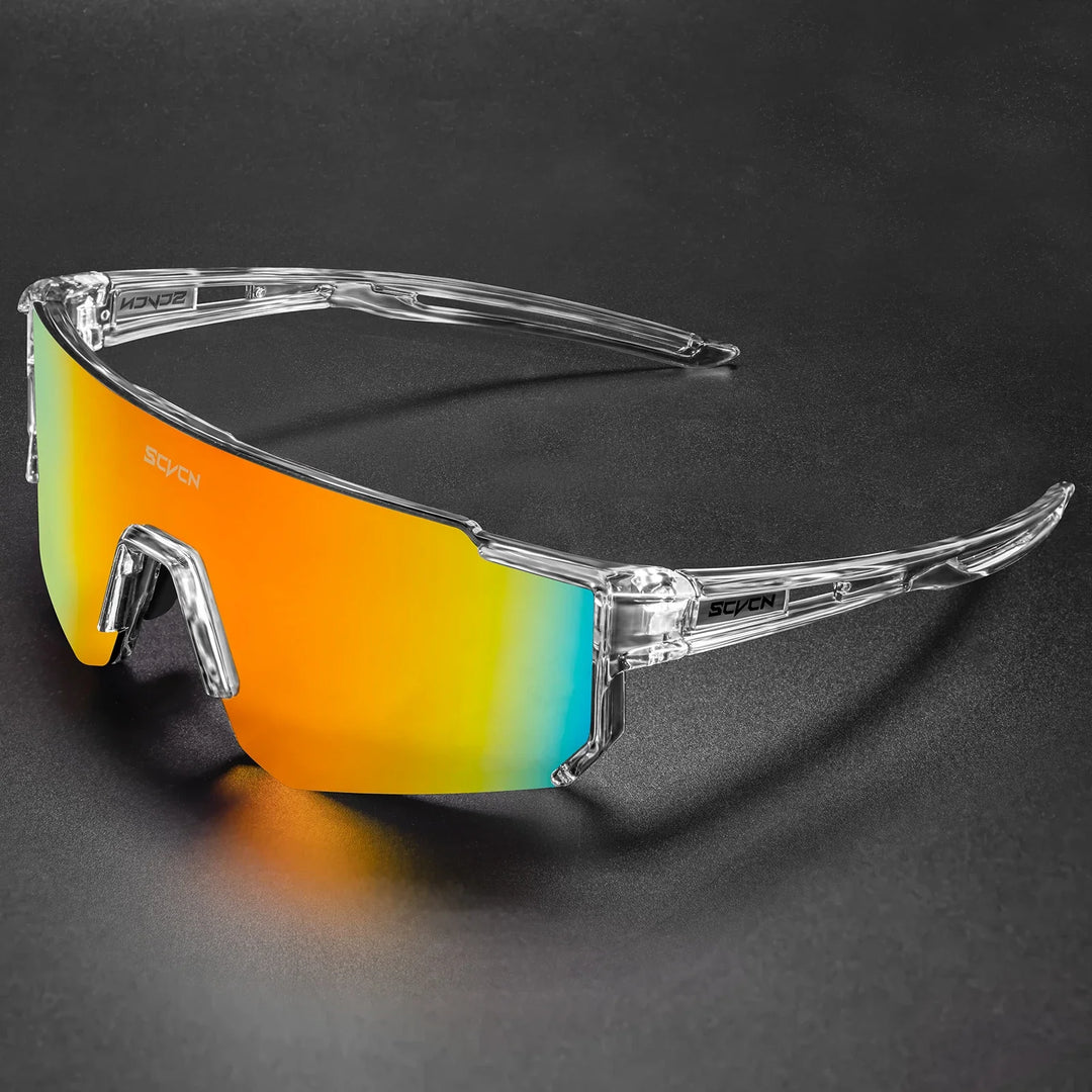 SCVCN S1411 Professional Cycling Sunglasses - UV400 Protection Wide View Eyewear - Lightweight TR-90 Sports Glasses for MTB &amp; Road Biking