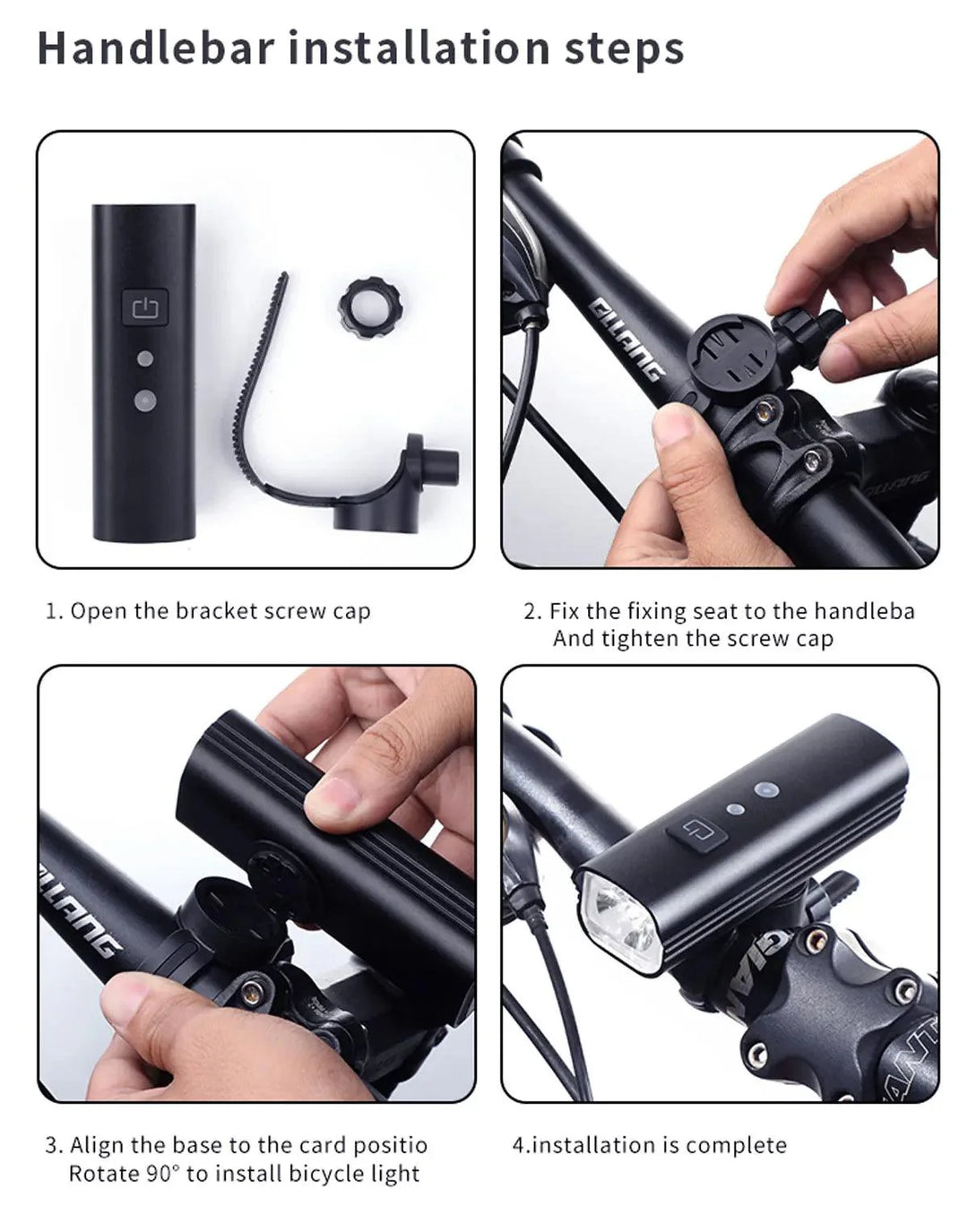 CYCLAMI Super Bright Bike Front Light - IPX6 Waterproof LED Headlight - Type-C Rechargeable Night Riding Safety Lamp for MTB &amp; Road
