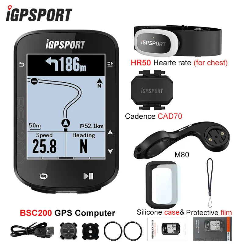 iGPSPORT BSC200 Smart GPS Bike Computer - Route Navigation, 30H Battery, ANT+ &amp; Bluetooth Wireless Speedometer