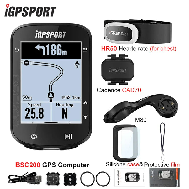 iGPSPORT BSC200 Smart GPS Bike Computer - Route Navigation, 30H Battery, ANT+ &amp; Bluetooth Wireless Speedometer