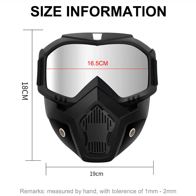 2-in-1 Outdoor Sport Windproof Mask &amp; Goggles - HD Motorcycle Riding Glasses for Snowboarding &amp; Cycling
