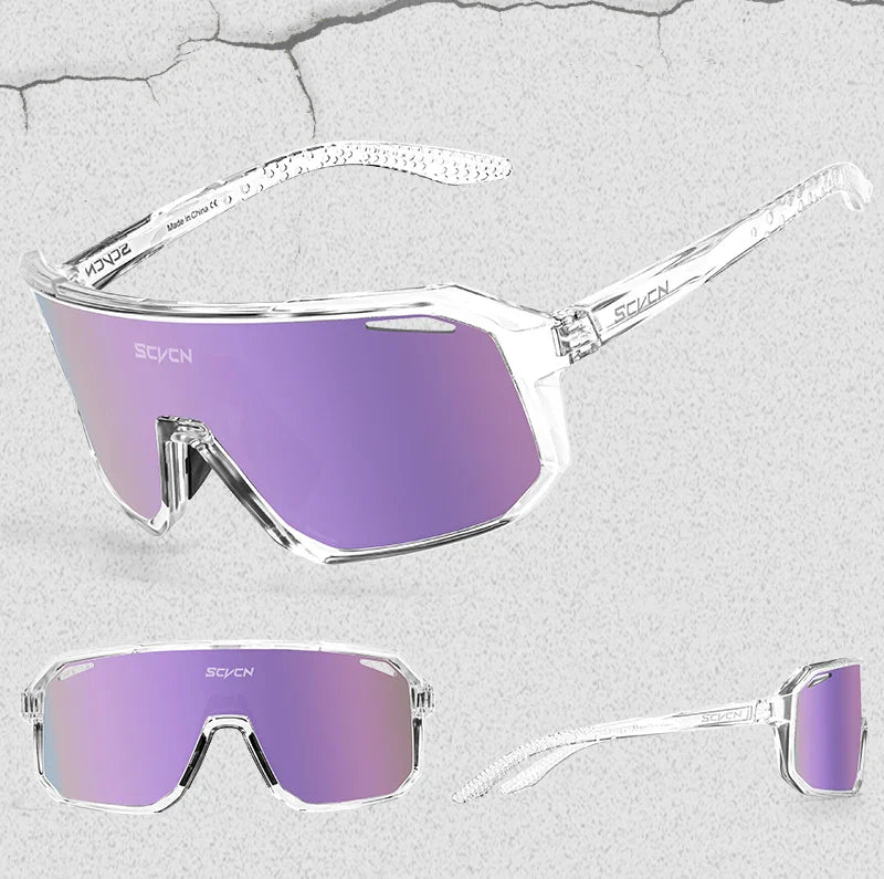 SCVCN S62 Photochromic Cycling Sunglasses - Smart Color Change Lens - UV400 TR-90 Ultralight Eyewear for MTB &amp; Road Bike Racing