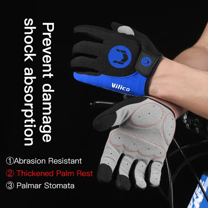 Touch-Screen Full Finger Bike Gloves - Shock-Proof Padded &amp; Breathable Cycling Mittens for MTB &amp; Road Racing