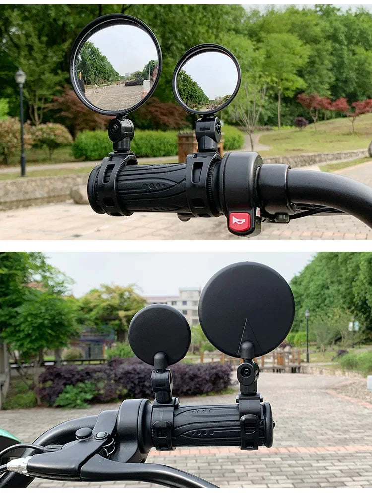 2PCS Universal Bicycle Rearview Mirror - 360° Rotatable Convex HD Mirror - Wide Angle Safety Reflector for MTB, Road Bike &amp; E-Bike