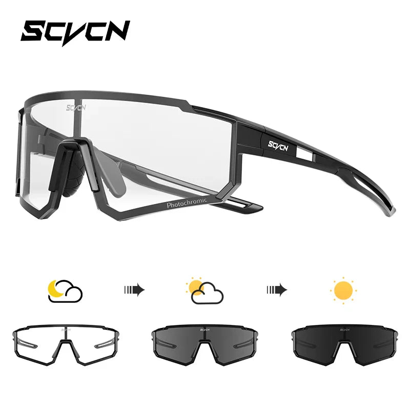 SCVCN S1411 Professional Cycling Sunglasses - UV400 Protection Wide View Eyewear - Lightweight TR-90 Sports Glasses for MTB &amp; Road Biking