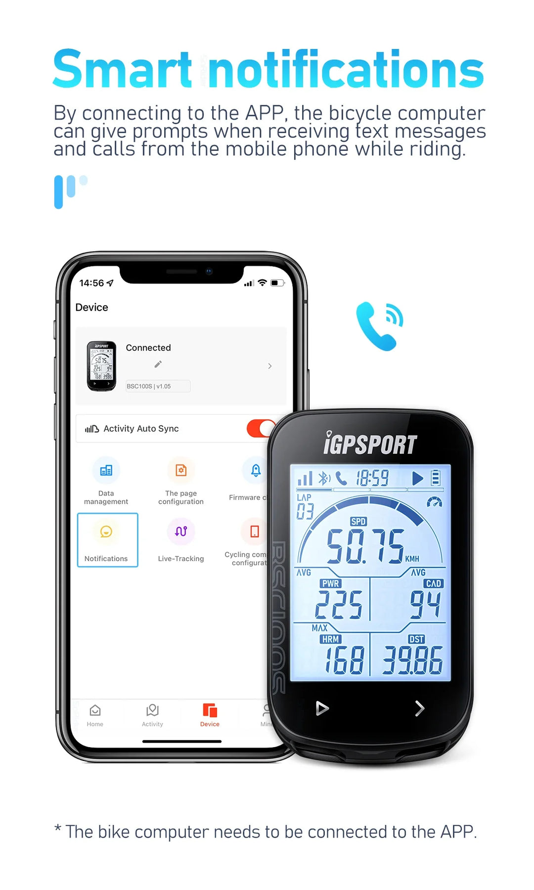 iGPSPORT BSC100S Smart GPS Bike Computer - 40H Battery Life, ANT+ &amp; Bluetooth Sync, Waterproof Cycling Speedometer