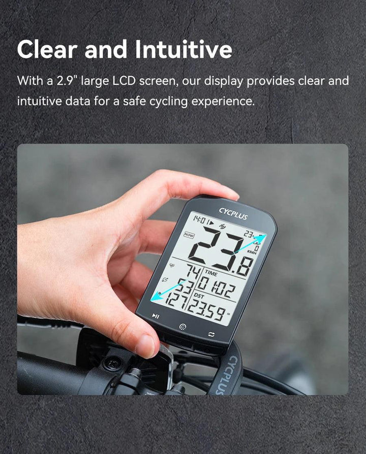 CYCPLUS M1 Smart GPS Bike Computer - 2.9-inch Huge Screen Wireless Speedometer with ANT+ &amp; Bluetooth for Strava Sync