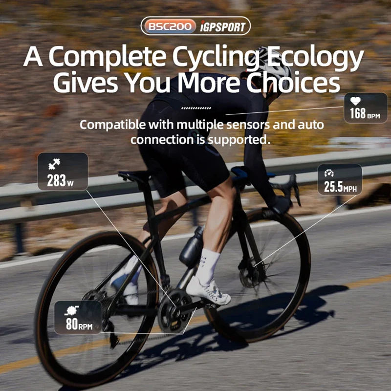 iGPSPORT BSC200 Smart GPS Bike Computer - Route Navigation, 30H Battery, ANT+ &amp; Bluetooth Wireless Speedometer