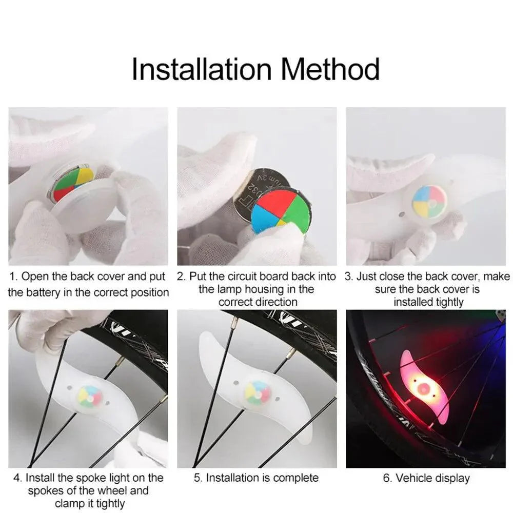 Colorful LED Bike Wheel Spoke Light - Waterproof Night Riding Safety Warning Lamp - Easy Install Neon Flash for MTB &amp; Road Bikes