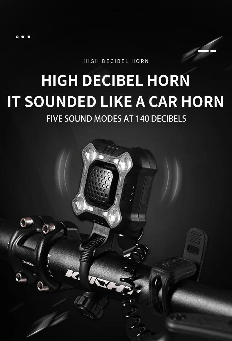 2-in-1 Bicycle Electric Horn &amp; Front Light - USB Rechargeable 120dB Loud Alarm - Waterproof LED Safety Lamp for E-Bike, Scooter &amp; MTB