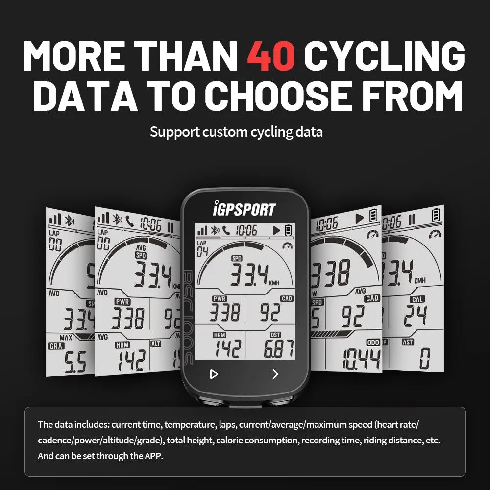iGPSPORT BSC100S GPS Bike Computer - 2.6" LCD Wireless Speedometer - 40H Battery Life &amp; Type-C Charging - IPX7 Waterproof Cycling Odometer