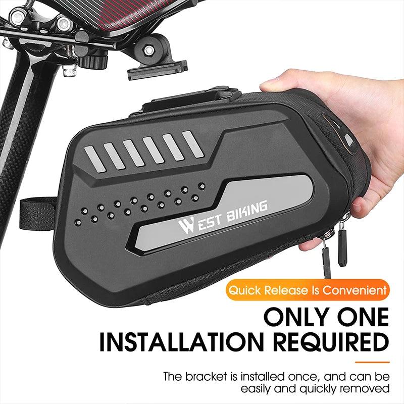 WEST BIKING 100% Waterproof Bicycle Saddle Bag - Seamless Weld Under Seat Storage - Reflective Rainproof MTB &amp; Road Bike Tool Pouch