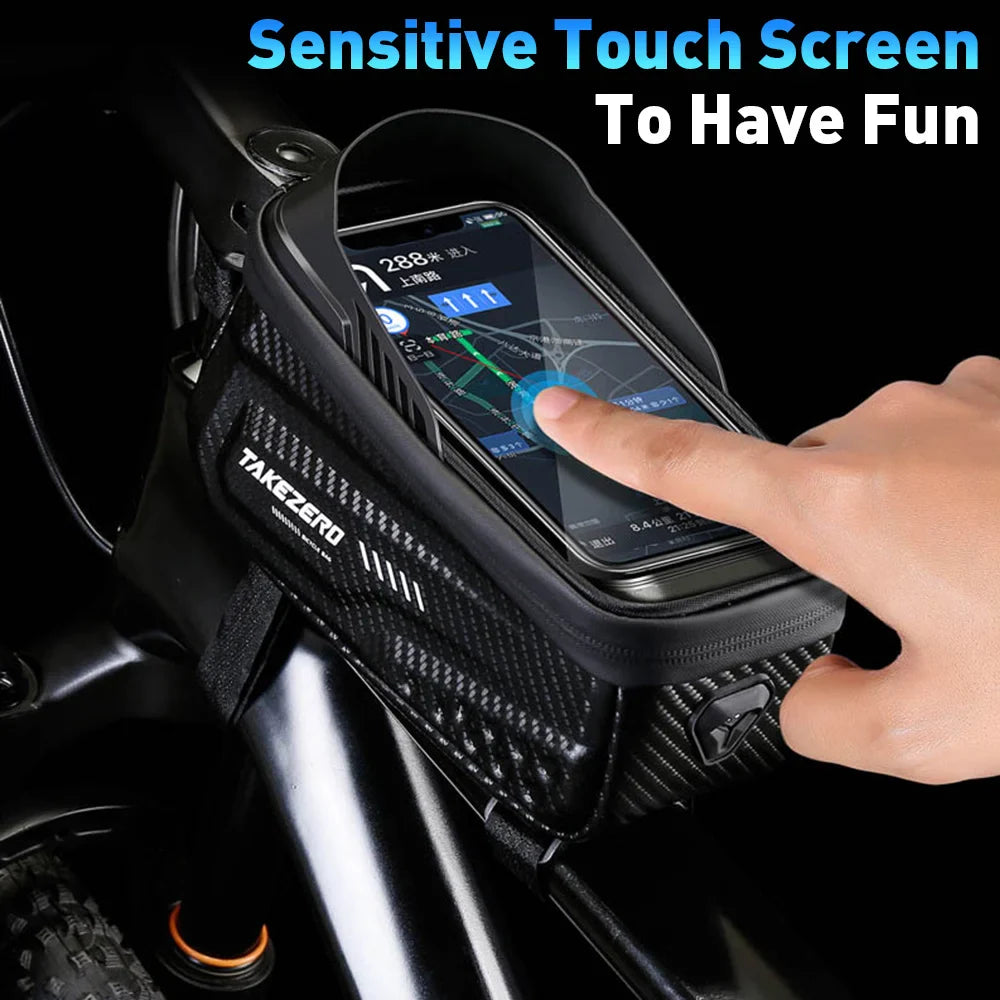 NEWBOLER Waterproof Bike Frame Bag - Sensitive TPU Touch Screen Tube Bag for 6.5" Phones