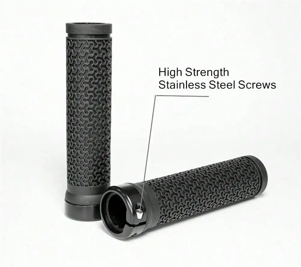 BKPTX MTB Handlebar Grips - Single-Sided Locking Aluminum Alloy Design - Non-Slip Soft Rubber Bike Grips for Mountain &amp; Road Bikes (13.5cm)