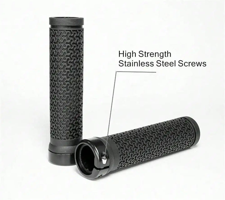 BKPTX MTB Handlebar Grips - Single-Sided Locking Aluminum Alloy Design - Non-Slip Soft Rubber Bike Grips for Mountain &amp; Road Bikes (13.5cm)