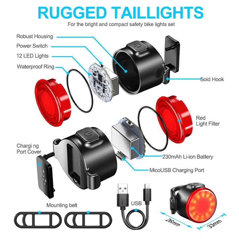CYCLAMI Super Bright Bike Front Light - IPX6 Waterproof LED Headlight - Type-C Rechargeable Night Riding Safety Lamp for MTB &amp; Road