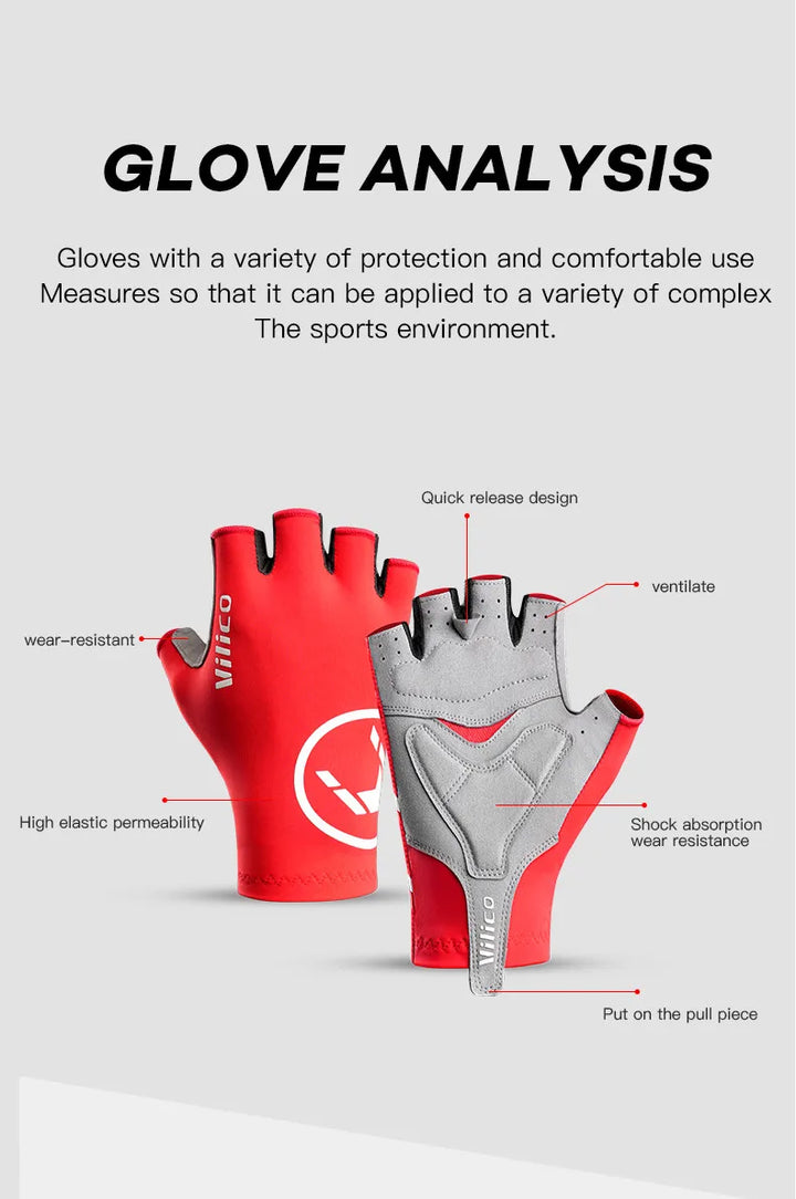 Aero Breaking Wind Cycling Gloves - Anti-Slip Half Finger Racing Mittens for Road Bike Speed