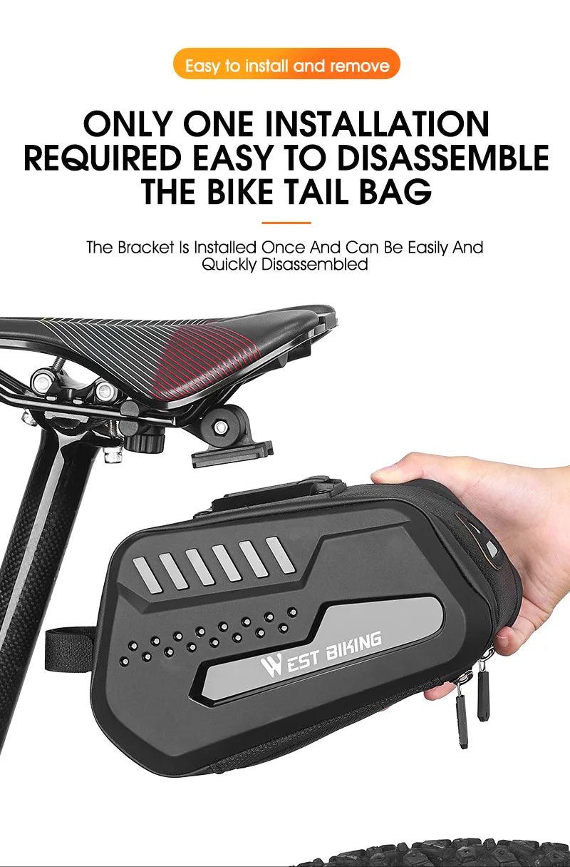 WEST BIKING 100% Waterproof Bicycle Saddle Bag - Seamless Weld Under Seat Storage - Reflective Rainproof MTB &amp; Road Bike Tool Pouch