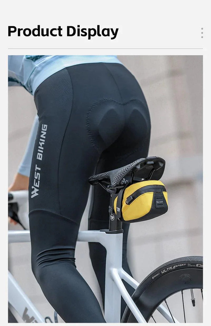 West Biking Ultralight Bike Saddle Bag - 58g Compact Seat Tail Pouch - Rainproof Bicycle Tool Organizer with Tail Light Loop