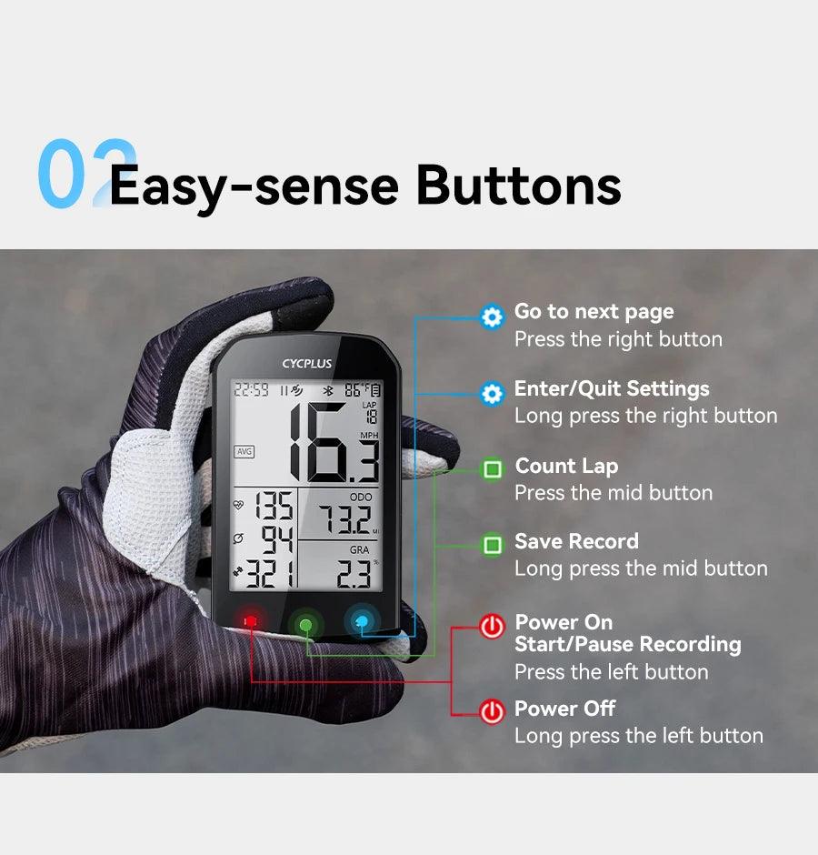 CYCPLUS M1 Smart GPS Bike Computer - 2.9-inch Huge Screen Wireless Speedometer with ANT+ &amp; Bluetooth for Strava Sync