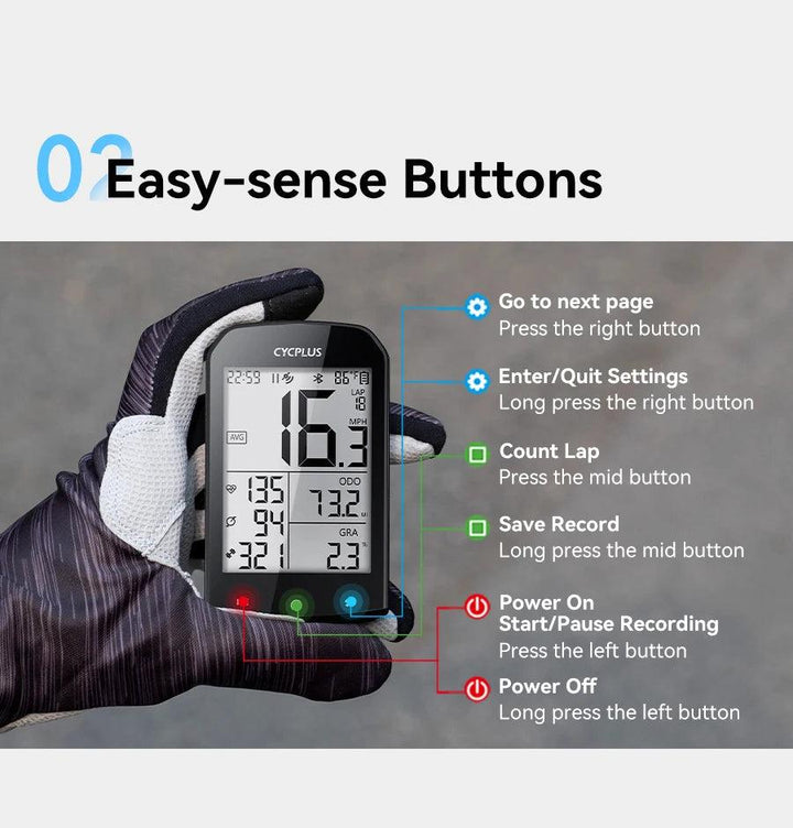 CYCPLUS M1 Smart GPS Bike Computer - 2.9-inch Huge Screen Wireless Speedometer with ANT+ &amp; Bluetooth for Strava Sync