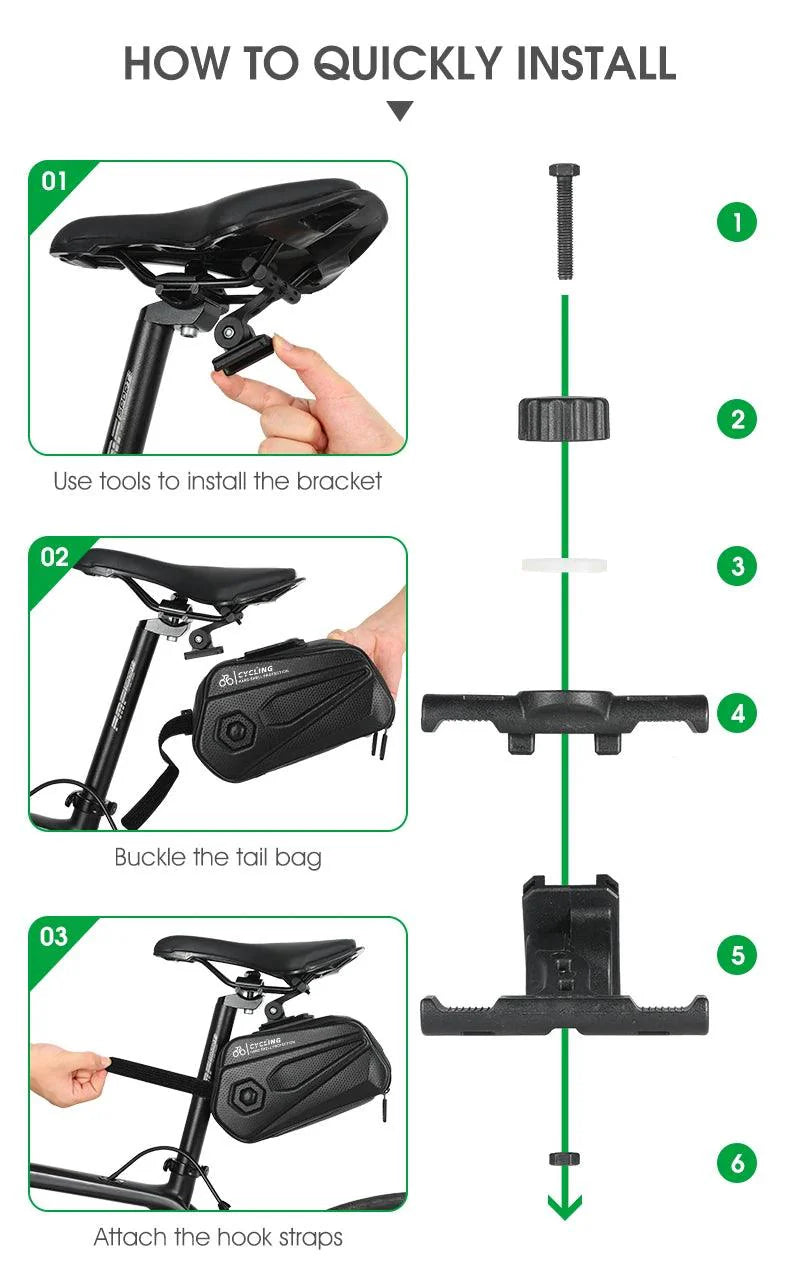 WEST BIKING 100% Waterproof Bicycle Saddle Bag - Seamless Weld Under Seat Storage - Reflective Rainproof MTB &amp; Road Bike Tool Pouch
