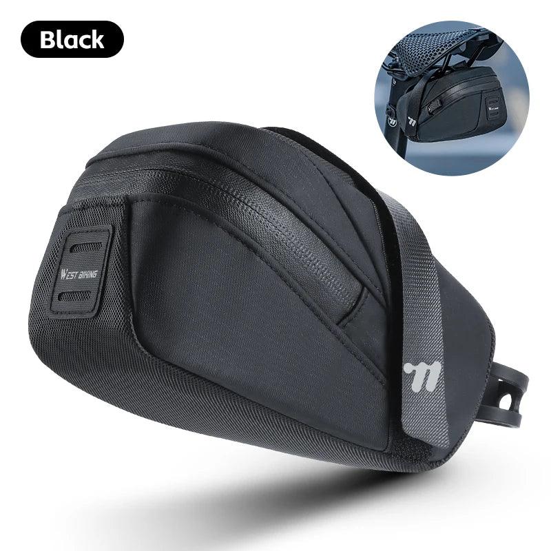 West Biking Ultralight Bike Saddle Bag - 58g Compact Seat Tail Pouch - Rainproof Bicycle Tool Organizer with Tail Light Loop