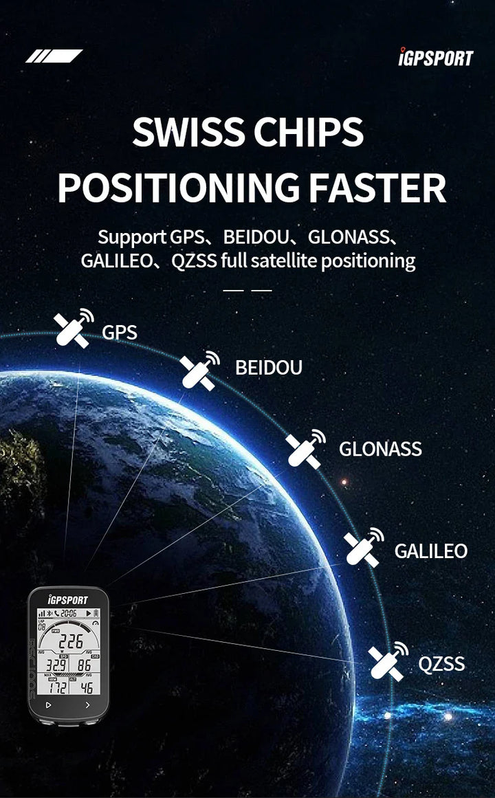 iGPSPORT BSC100S GPS Bike Computer - 2.6" LCD Wireless Speedometer - 40H Battery Life &amp; Type-C Charging - IPX7 Waterproof Cycling Odometer