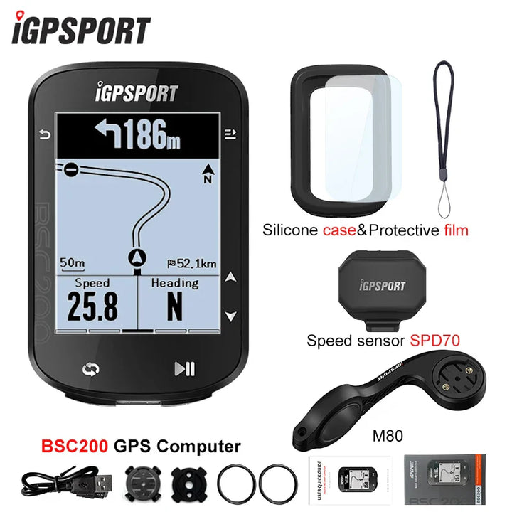 iGPSPORT BSC200 Smart GPS Bike Computer - Route Navigation, 30H Battery, ANT+ &amp; Bluetooth Wireless Speedometer