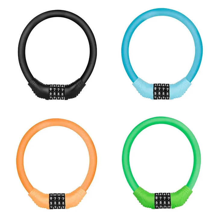 4-Digit Combination Bicycle Ring Lock - High Strength Zinc Alloy Cable Lock - Portable Anti-Theft Security for MTB, Road Bike &amp; E-Bike