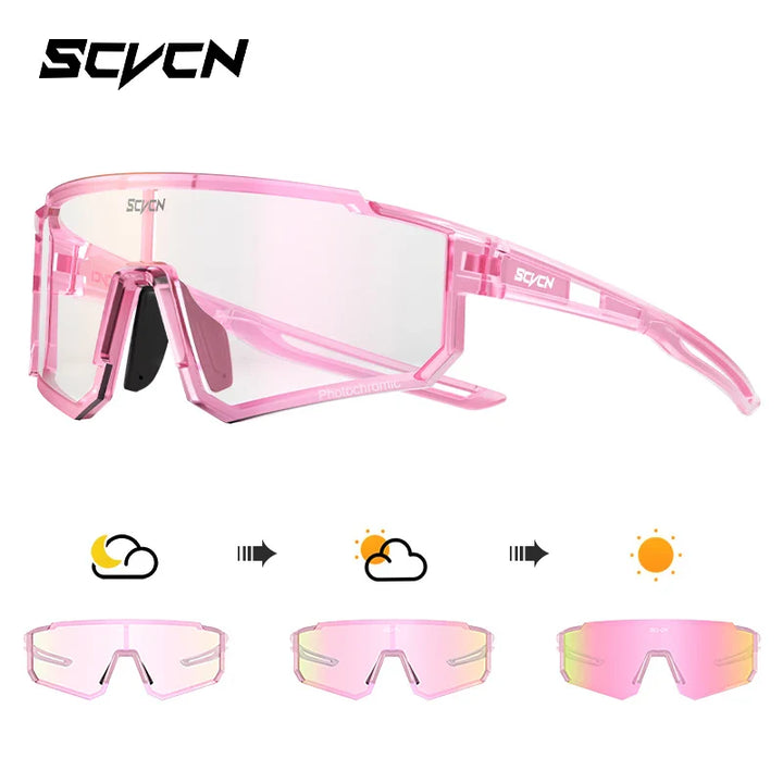 SCVCN S1411 Professional Cycling Sunglasses - UV400 Protection Wide View Eyewear - Lightweight TR-90 Sports Glasses for MTB &amp; Road Biking
