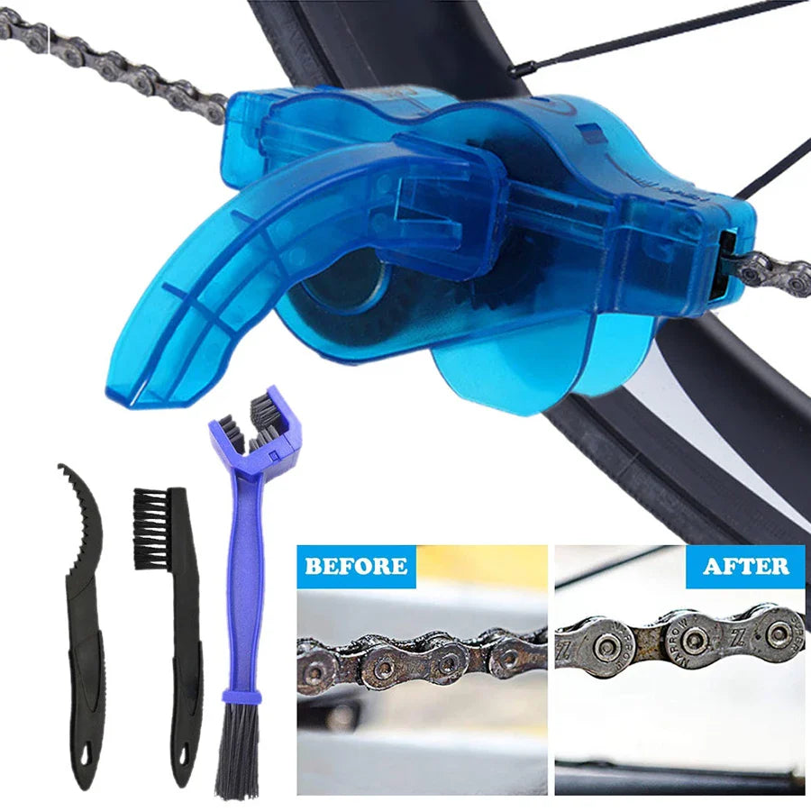 Professional Bicycle Chain Cleaner Kit - 3D Rotary Brush Cleaning Tool Set - MTB &amp; Road Bike Maintenance Gear for Speed &amp; Protection