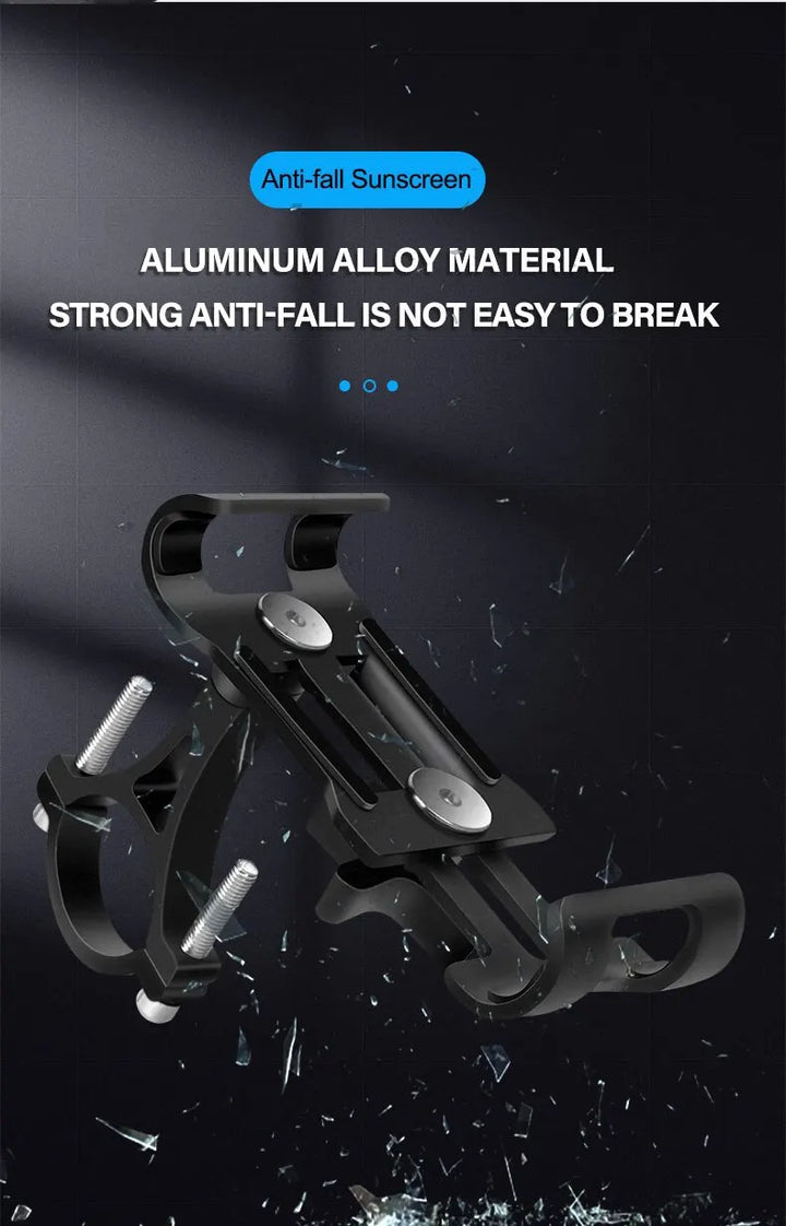 Universal Aluminum Alloy Bike Phone Holder - Anti-Slip Mechanical Lock Mount - Metal Motorcycle GPS Clip for 4.0"-6.5" Smartphones