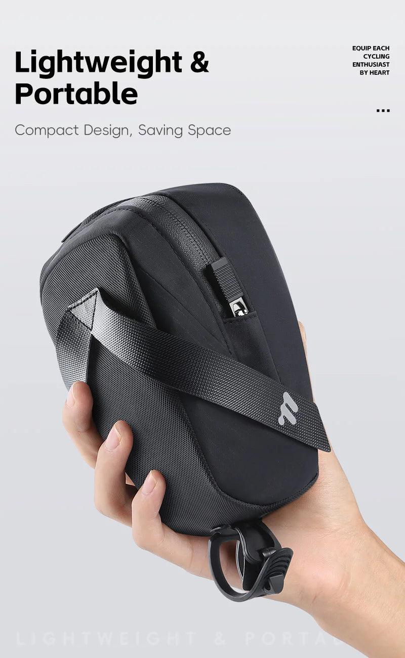 West Biking Ultralight Bike Saddle Bag - 58g Compact Seat Tail Pouch - Rainproof Bicycle Tool Organizer with Tail Light Loop