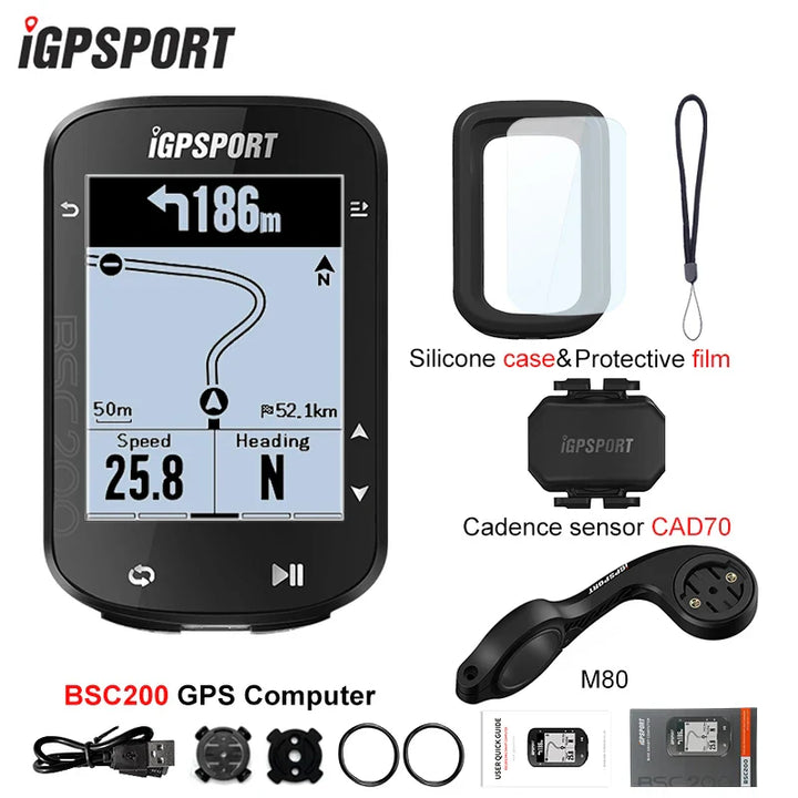 iGPSPORT BSC200 Smart GPS Bike Computer - Route Navigation, 30H Battery, ANT+ &amp; Bluetooth Wireless Speedometer