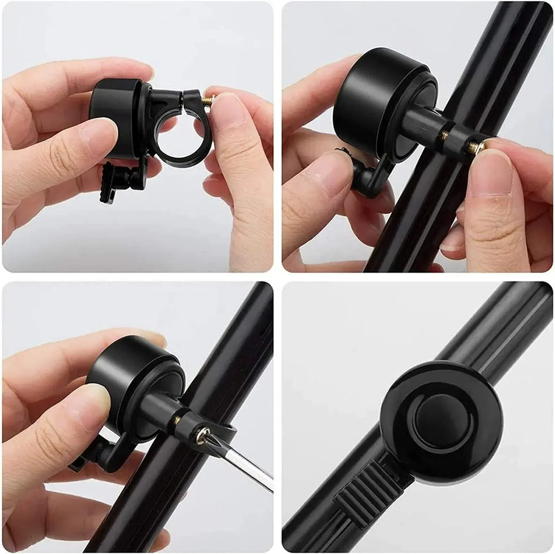 Compact Alloy Bike Bell - Loud Crisp Sound Safety Alarm for Mountain &amp; Road Bikes - Small Size