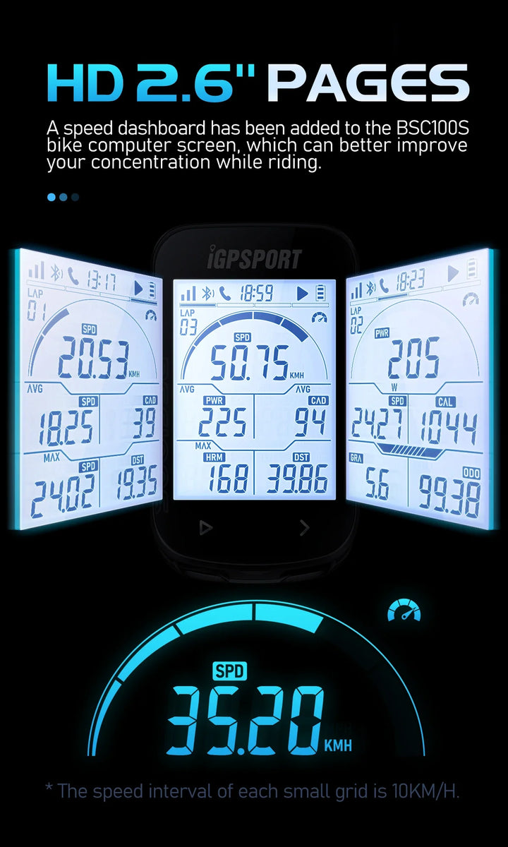 iGPSPORT BSC100S Smart GPS Bike Computer - 40H Battery Life, ANT+ &amp; Bluetooth Sync, Waterproof Cycling Speedometer