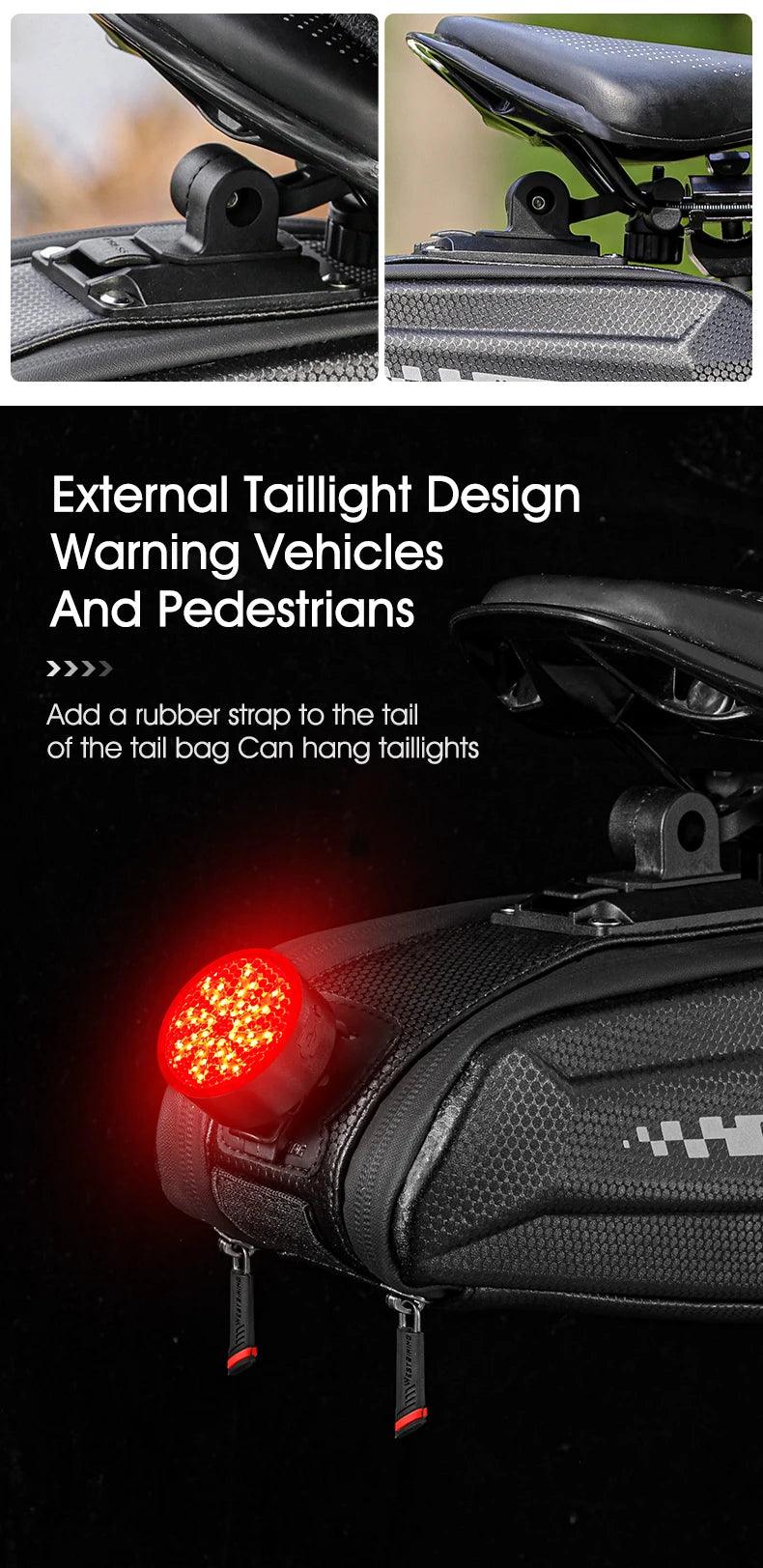 WEST BIKING 100% Waterproof Bicycle Saddle Bag - Seamless Weld Under Seat Storage - Reflective Rainproof MTB &amp; Road Bike Tool Pouch