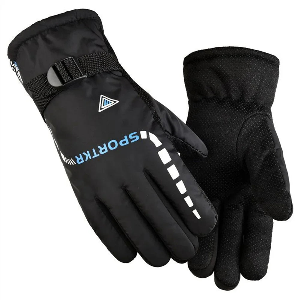 Unisex Winter Thermal Gloves - Thickened Fleece Lining - Waterproof &amp; Windproof Full Finger Mittens for Skiing, Running &amp; Cycling