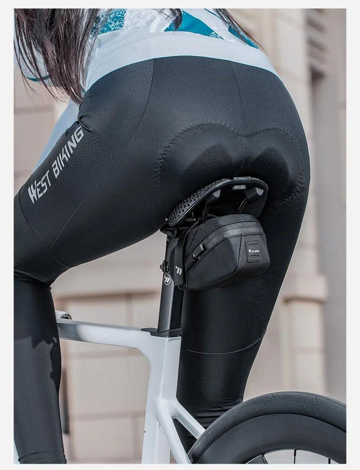 West Biking Ultralight Bike Saddle Bag - 58g Compact Seat Tail Pouch - Rainproof Bicycle Tool Organizer with Tail Light Loop
