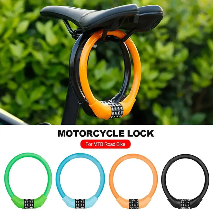 4-Digit Combination Bicycle Ring Lock - High Strength Zinc Alloy Cable Lock - Portable Anti-Theft Security for MTB, Road Bike &amp; E-Bike