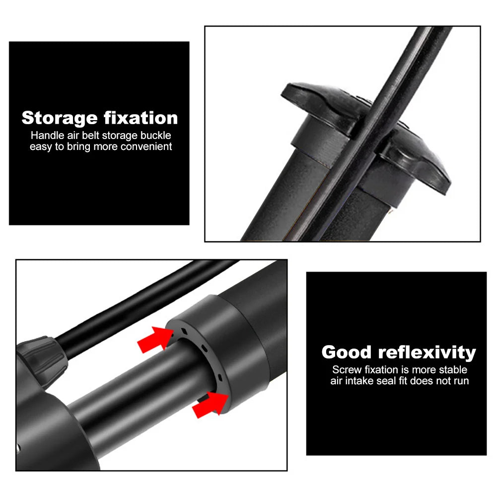 ebikesz Portable Mini Bike Pump - 80PSI High Pressure Manual Air Pump for Schrader Valve - Lightweight &amp; Compact