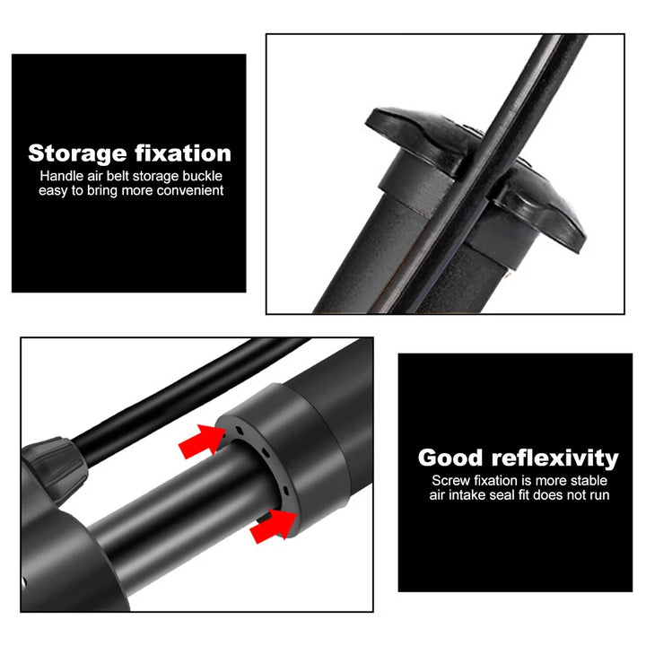 ebikesz Portable Mini Bike Pump - 80PSI High Pressure Manual Air Pump for Schrader Valve - Lightweight &amp; Compact